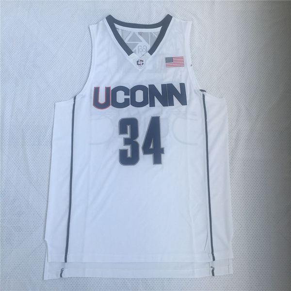 

ncaa connecticut huskies college #34 ray allen basketball jersey - white, Black