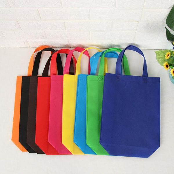 

10pcs multi-use gift tote bags kids birthday party favor non-woven treat bags solid color with handle shopping bag gift ba