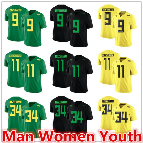 

customize ncaa oregon ducks football jerseys arik armstead 9 braxton burmeister 11 cj verdell 34 jersey any name number size s-5xl, Black