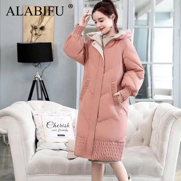 

alabifu casual autumn winter jacket coat women 2019 fashion slim long thick warm hoodies women coat long black ukraine