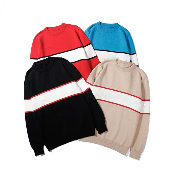 

mens designer sweater with 4 colors stripes brand jumpers slim long sleeve knitted pullover letter printing women branded knitwear, White;black