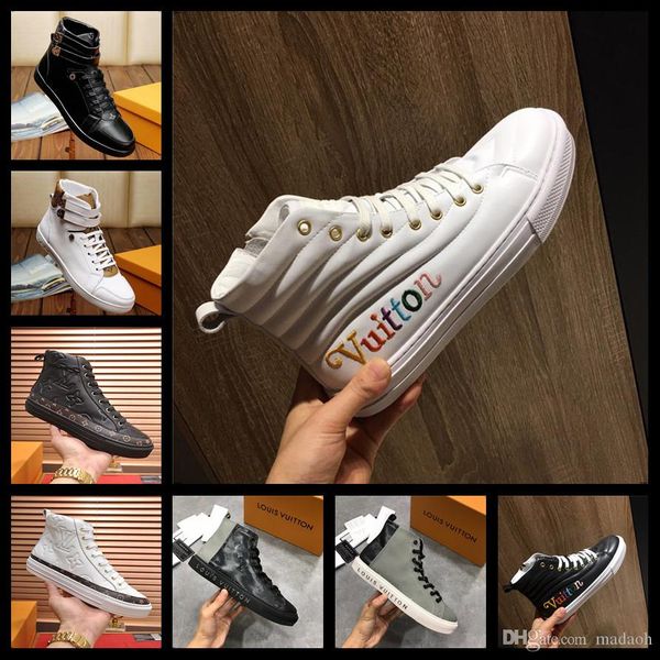 

21fw 2019 designers fashion casual canvas shoes walking shoes male spring high luxury brands comfortable breathable sneaker flat shoes, Black