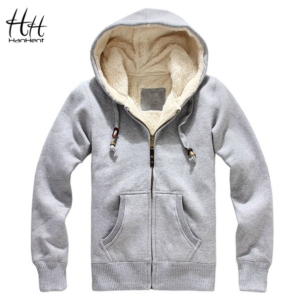

hanhent sheep velvet thickened men winter coats thick wool warm hoodie sweatshirts 2016 new fashion men clothing cashmere ag0015, Black