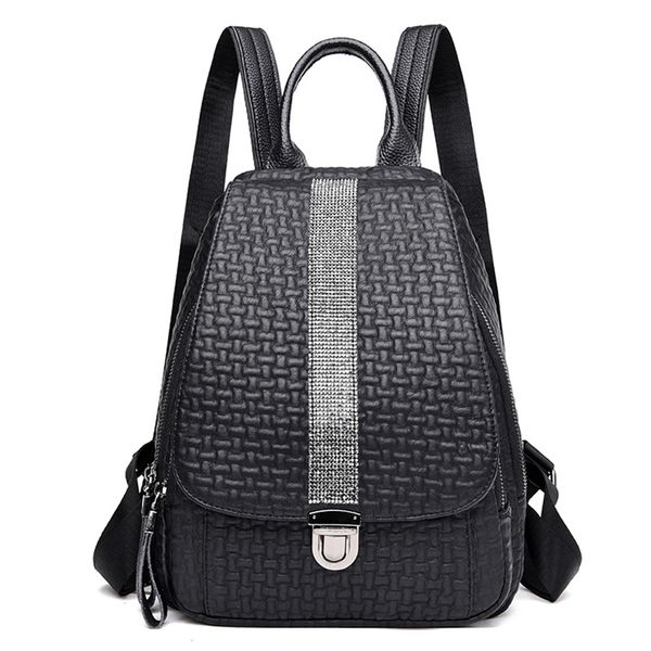 

2019 new women leather backpacks vintage female shoulder bag lock sac a dos travel ladies bagpack mochilas school bags for girls