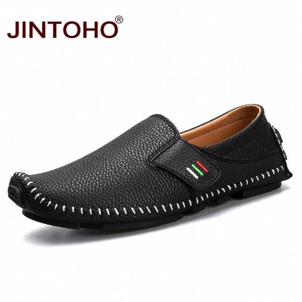 

jintoho big size men loafers genuine leather shoes fashion men boat shoes brand men casual leather shoes male leather