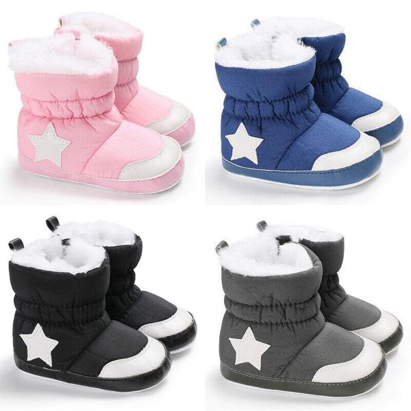 

new infant baby girls cashmere plush winter boots bandage warm shoes, Black;grey