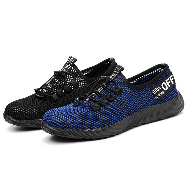 

big size men casual breathable steel toe cap working safety shoes construction worker summer sandals security low boots protect, Black