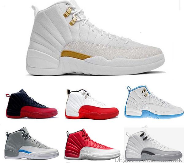 

12 12s ovo white gym red dark grey basketball shoes men women taxi blue suede flu game cny sneakers eur 40-47