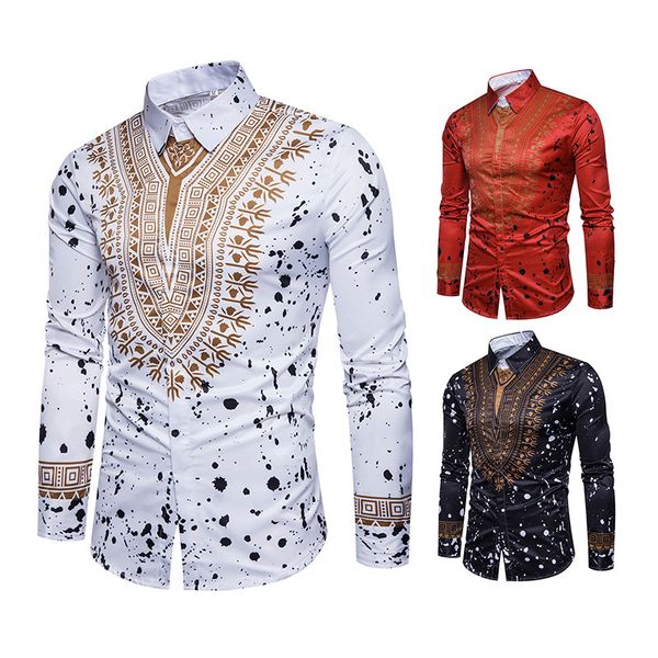 

2019 3d printed shirts fashion mens shirts long chemise homme casual camiseta masculina hip hop shirt brand shirt, White;black