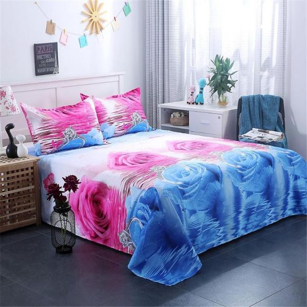 

24 3шт / set романтической 3d rose pattern печать простыня подушка обложка пододеяльник