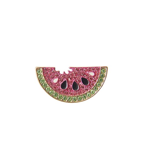 

delicate sweet pink rhinestone watermelon brooches for women or children summer brooch enamel pins clothing hat accessories, Gray