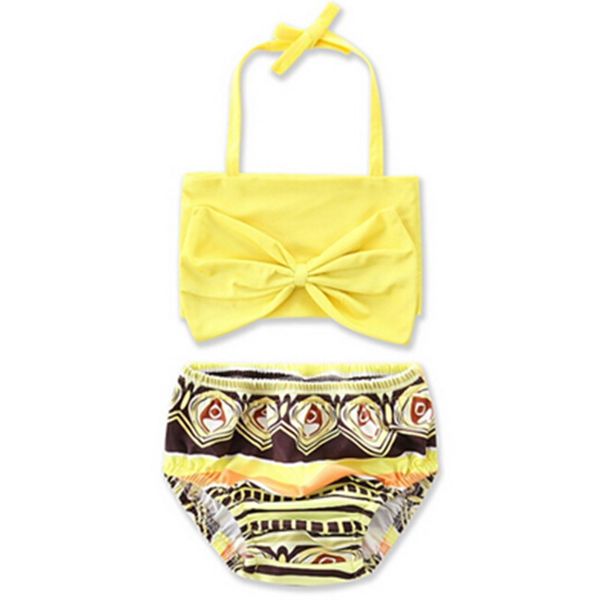 

2-7y kids toddler baby girls 2pcs bow halter shorts tankini bikini set swimwear swimsuit bathing suit beachwear biquini new