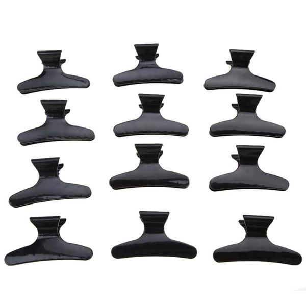 

12pcs salon hair clip claw section styling tools butterfly hair clip clamps care hairpins pro hairdressing tool black, Golden;silver