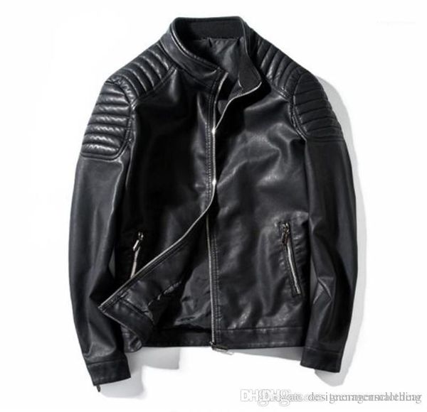 

color jackets slim casual outerwear mens apparel luxury pu leather jackets mens designer coats autumn solid, Black