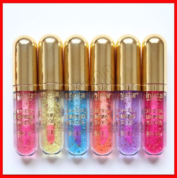 Make-up-Lipgloss Plumper Ministar 6-Farben-Glitzer Lip Plumper Gloss 24K goldene Pailletten 3D Hydra Plumping Lipgloss klar allmählich lang anhaltend