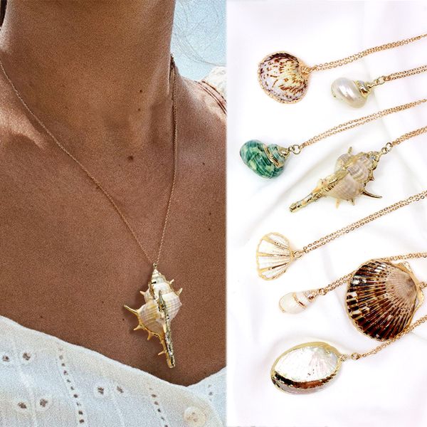 

2019 new boho natural conch shell necklace conch sea shell necklace pendant for women collier femme cowrie summer jewelry choker, Silver