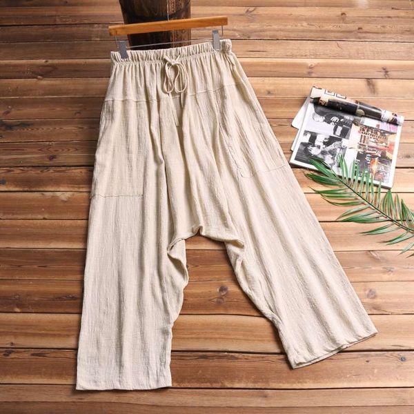 

retro hiphop harajuku boho men baggy pants wide legs big crotch trousers elastic waist harem ankle length plus size 5xl unisex, Black