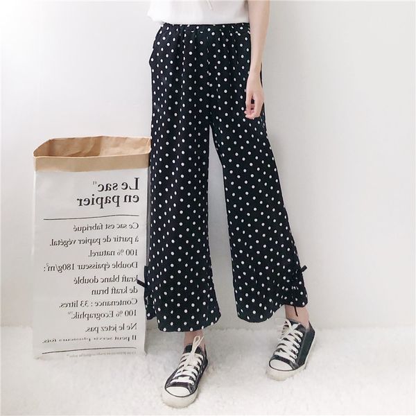 

loose slim retro straight pants 2019 women's kawaii chic ins trousers female cute japan harajuku buttom for women ulzzang, Black;white
