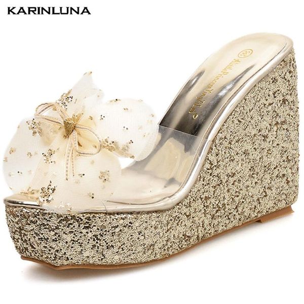 

karin 2020 new arrivals sweet flowers summer shoes woman slippers wedge high heels platform wholesale slippers women shoes, Black