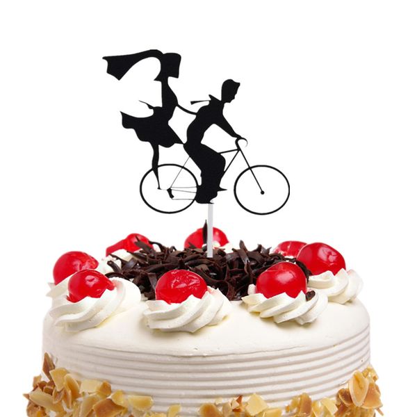 

20pc/lot cake ers flags black bicycle mr & mrs love kids birthday cupcake er wedding bride groom party baking diy xmas