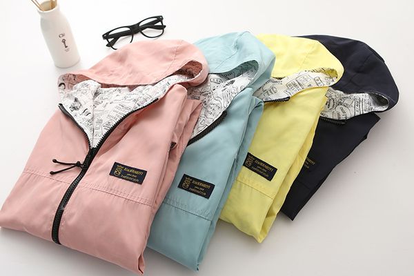 

spring autumn 2019 fashion women jacket coat pocket zipper hooded two side wear cartoon print outwear casual loose plus size, Black;brown