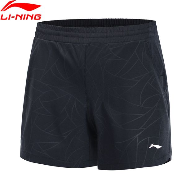 

women training sports shorts 100% polyester breathable regular fit li ning lining fitness sport shorts aksp016 wkd613, White;black