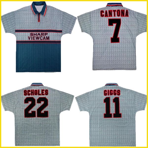 

cantona 1994 1996 beckham scholes keane giggs away retro soccer jersey 94 95 96 ince irwin cole hughes vintage classic football shirt, Black;yellow