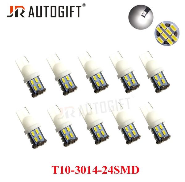 

200pcs car styling t10 led 24smd 3014 smd car bulb auto led t10 24led 194 w5w wedge light bulb lamp 24smd white light