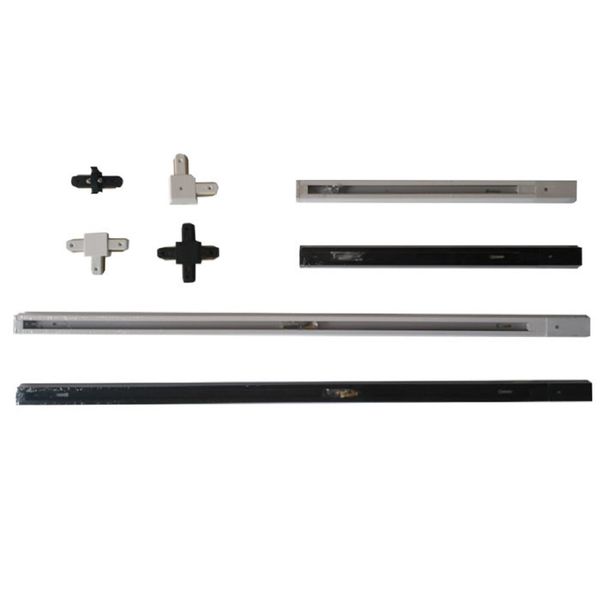 

4 шт. / лот 0.5 м 1 м черный белый 2 провода трек рельс прямой l t x крест разъем фуганок для 2 провода трек свет светодиодный прожектор рел