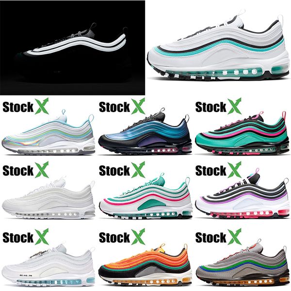 

97s 3m reflective aurora green cushions running shoes fashion men sunburst nintendo bright violet trainers sport for women sneakers, White;red