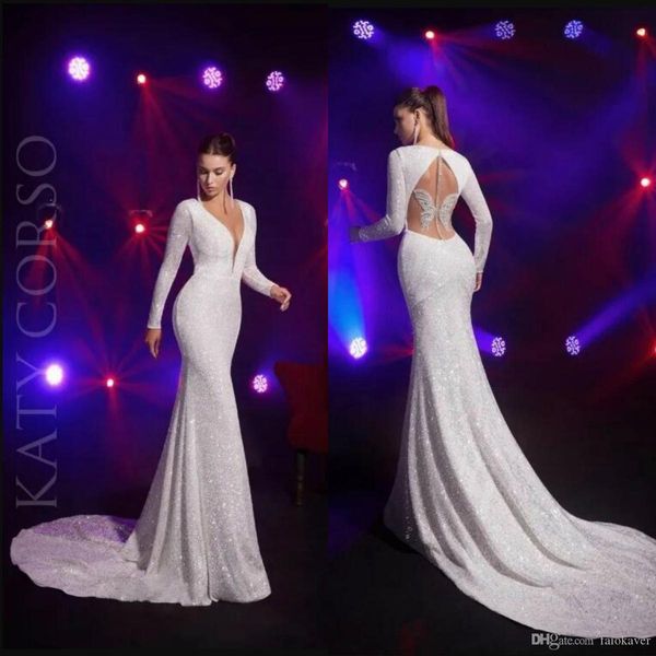 

sparkly mermaid prom dresses deep v neck sequins sweep train long sleeve evening dress custom made formal beaded robes de soirÃ©e, Black;red