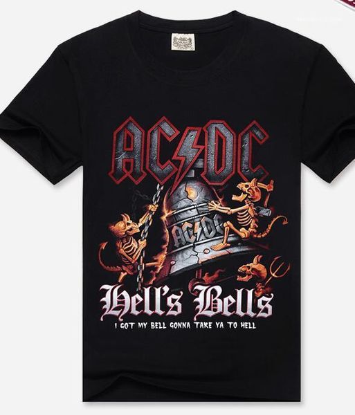 

tshirt black summer short sleeved cotton acdc mens 3d dells bells print, White;black