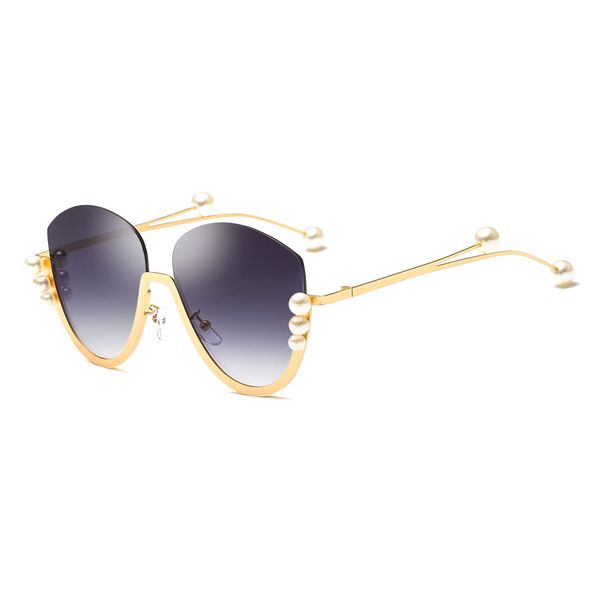 

fashionl cat eye sunglasses women 2018 retro pearls crystal tiny pearl sun glasses golden metal leg trending products n207, White;black