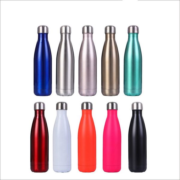 Bottiglia d'acqua sottovuoto a forma di cola in acciaio inossidabile da 500 ml Tazza sportiva da viaggio all'aperto di molti colori Spedizione gratuita