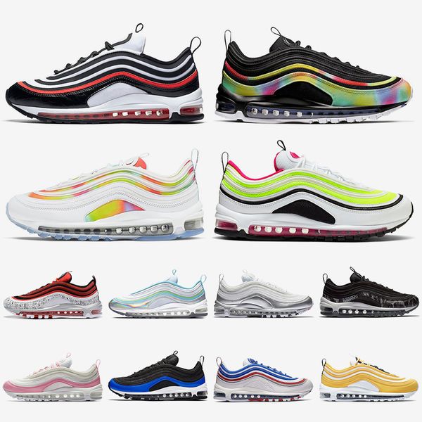

new air cushions women mens running shoes 97s tie dye black chicago volt jayson tatum star triple white nik men shoes trainers sneakers, White;red