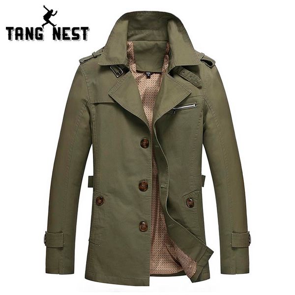 

tangnest 2018 men new arrival classic casual 4 colors trench coat slim spring autumn selling asian size jacket mwf226, Black