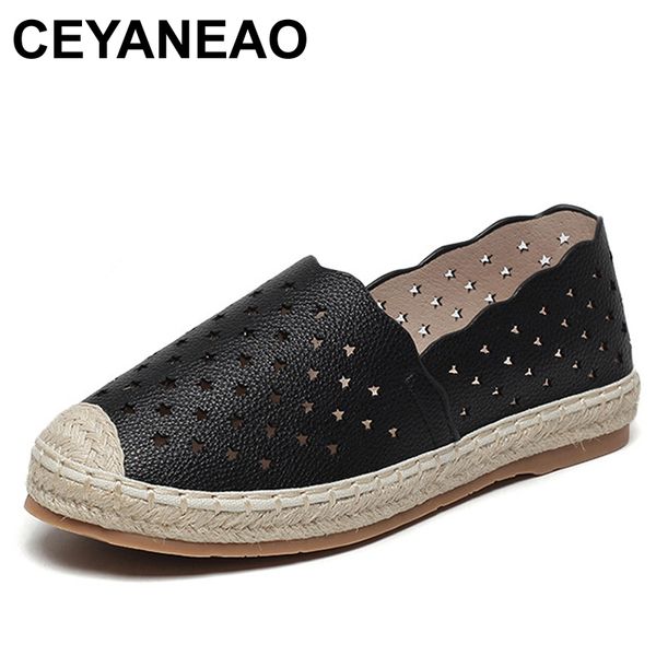 

ceyaneao2019 autumn new fashion simple solid color flat shoes women style comfortable hollow breathable casual shoese2259, Black
