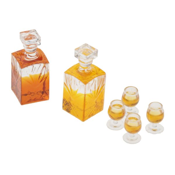 

1:12 scale dollhouse miniatures wine bottles plastic wine glasses set kitchen table decoration accessory
