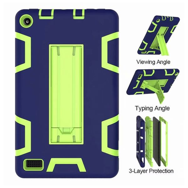 

drop resistance shockproof kids safe silicone case with kickstand for amazon kindle fire hd 7" 2017 2019 released tablet
