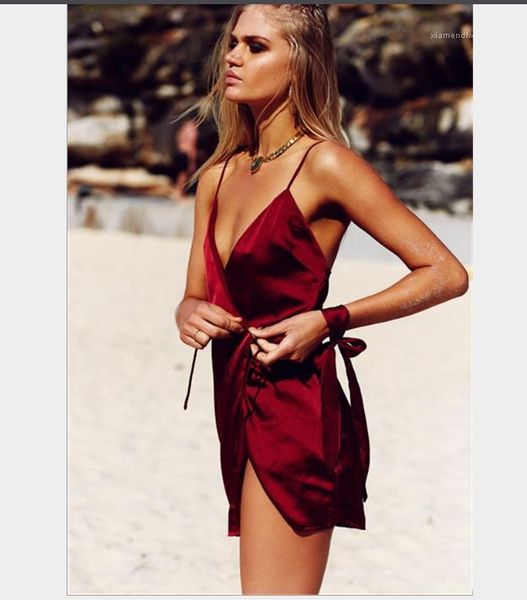 

side skirt fashion slim v neck wine red dress female underwear womens designer pyjamas summer camisole, Black;white
