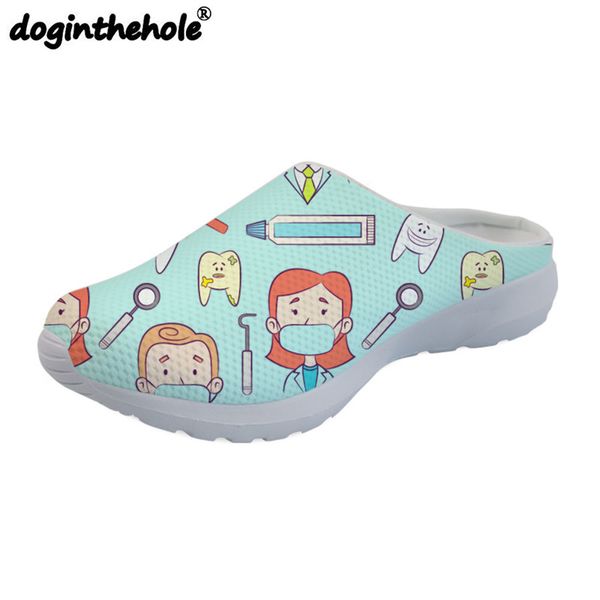 

doginthehole hospital dentist nurse doctor pattern cute sport sandals women beach shoes for girls comfortable sport slipper flat