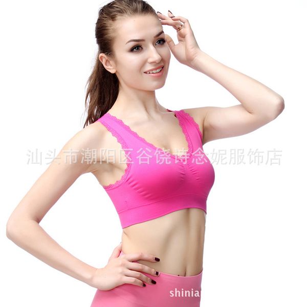 

selling solid double layer seamless sports adjustable bra yoga sleep seemless wireless underwear /30, White;black