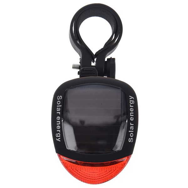 

solar power bike bicycle led cycling tail rear red light lamp taillight w/ clamp