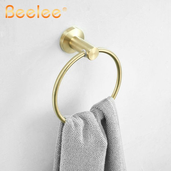 

towel ring golden brush wall mounted stainless steel towel holder wall mounted hanger circle shape beelee, ba17806gb
