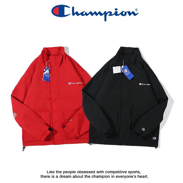 

champions splice brand men jacket fashion designer cotton coat casual sports breathable jacket trend loose boutique jacket, Black;brown