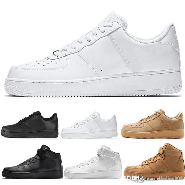 

new arrival one 1 dunk running shoes all black white men women sports skateboarding ones high low cut wheat brown trainers sneakers 36-45