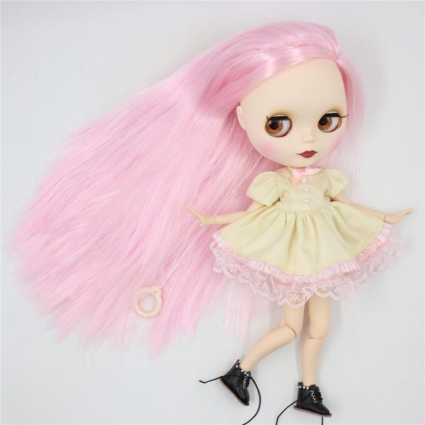 

icy factory blyth doll 1/6 bjd joint body white skin matte face straight pink hair bl1017 30cm