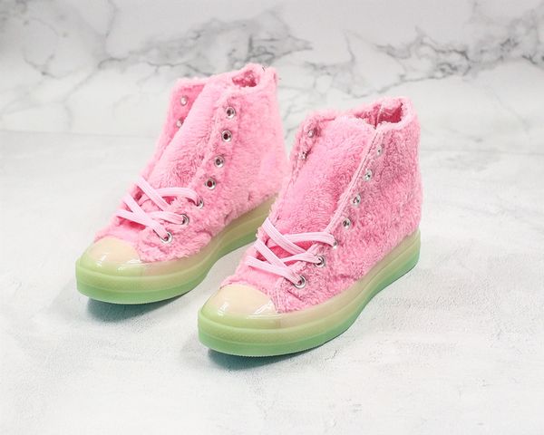 

1970s mid hi fau f1 winter keep warm furry womens mens shoes pink brown green white grey casual sneakers skateboard shoes, Black