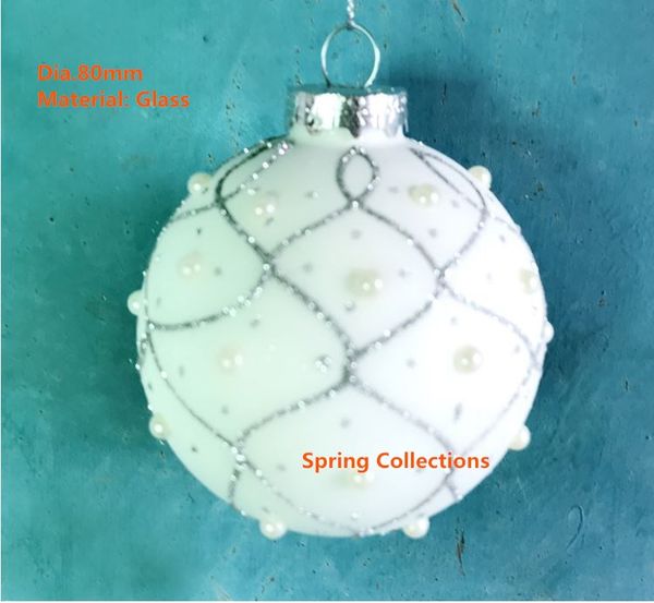 

2pcs/lot 80mm glass with bead christmas tree decorations ball hanging christmas ball ornaments for festival/home/parties