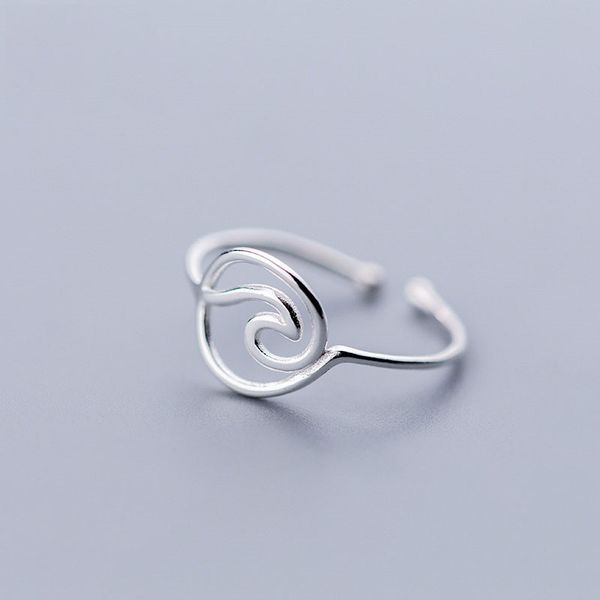 

silver minimalist ring geometric hollow line wave opening ring elegant women party fashion fine jewelry, Golden;silver